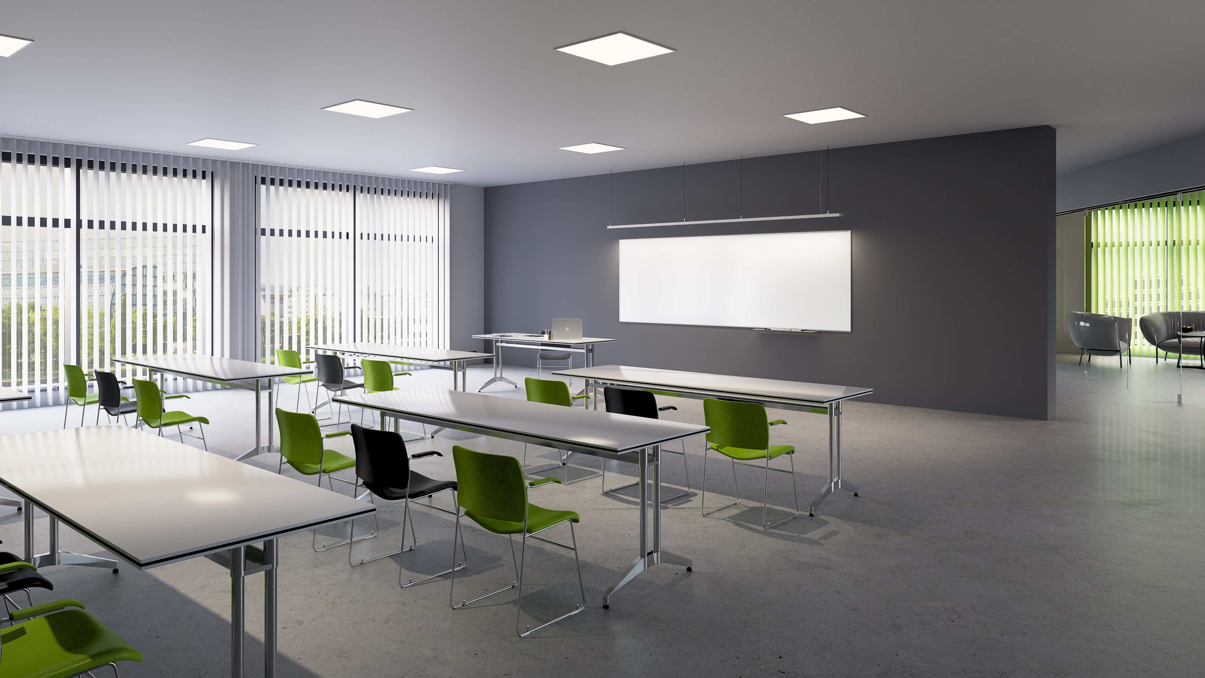 Classroom with C21 whiteboard LED luminaire