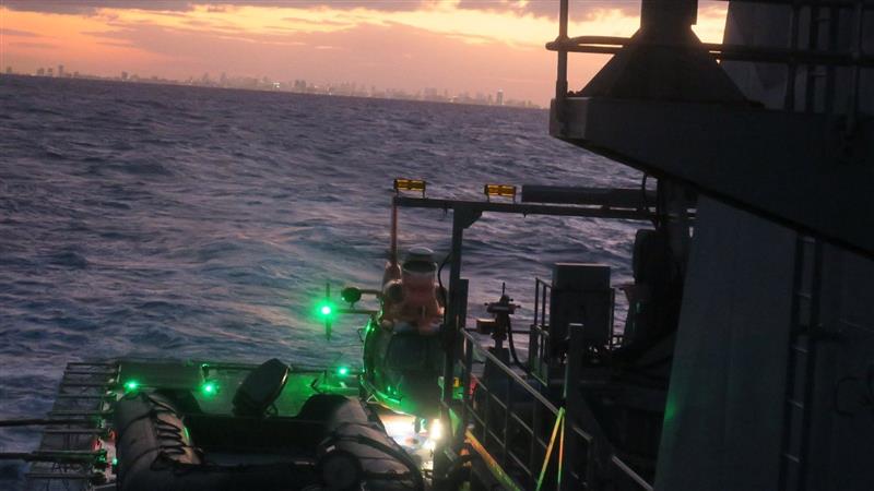 Glamox lights way for first night landing of a foreign partner helicopter on a Royal Navy Batch 2 Offshore Patrol Vessel