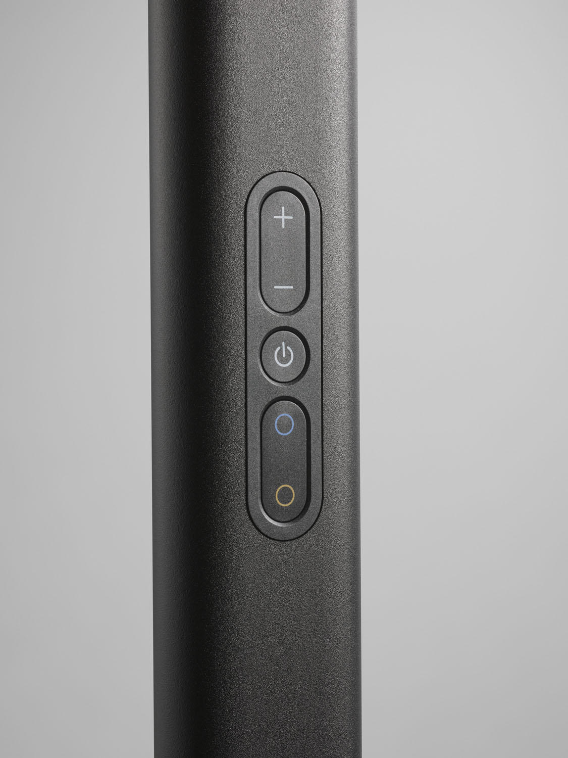 Close up of light control on a black floor standing luminaire