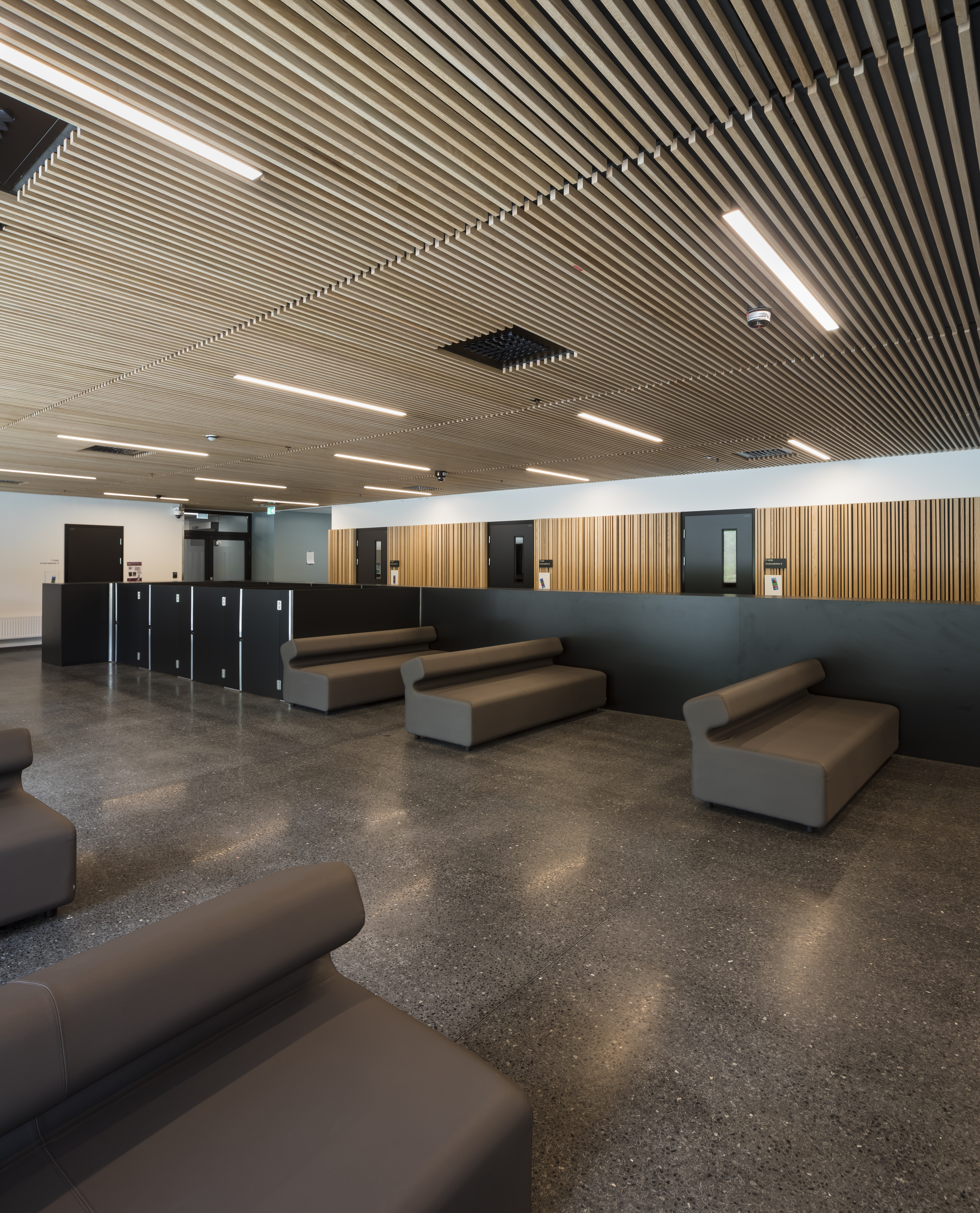 Social area with sofas and lighting in the ceiling