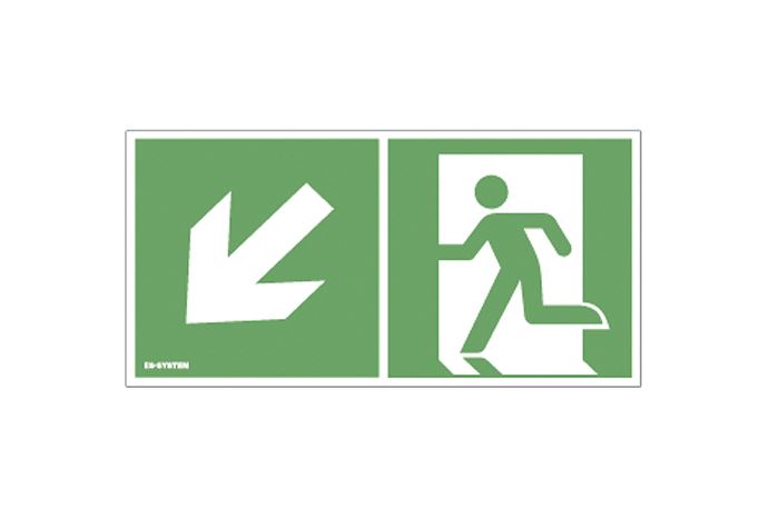 ARIS/ORTUS safety sign 125x250 mm. DOWN/LEFT + DOOR