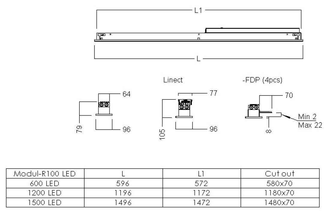 MODUL-R100x1200 LED 4000 DALI 840 LI MP